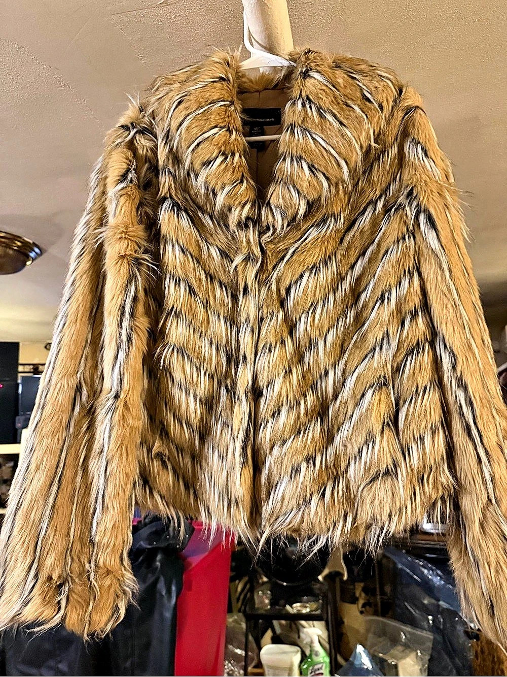 INC International Concepts Faux Fur Animal Print Jacket